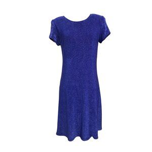 Nina Piccalino Vintage Blue A-Line Dress W/ Glitter Accents and Purple Lining Ma